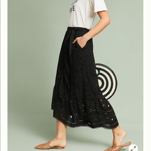 Anthropologie Dresses & Skirts - Anthropologie Maeve Black Ruffle Wrap Skirt Nicia